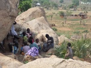 Seeking refuge against bombings in Nuba