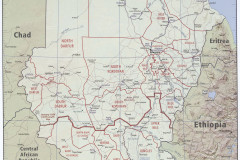 Map of Sudan and South Sudan, and neighbors