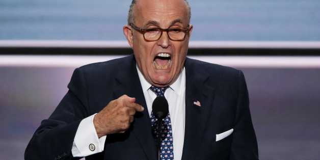 CLEVELAND, OH - JULY 18: Former New York City Mayor Rudy Giuliani delivers a speech on the first day of the Republican National Convention on July 18, 2016 at the Quicken Loans Arena in Cleveland, Ohio. An estimated 50,000 people are expected in Cleveland, including hundreds of protesters and members of the media. The four-day Republican National Convention kicks off on July 18. (Photo by Alex Wong/Getty Images)
